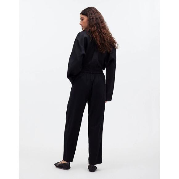 Madewell Pants Pull On Straight Crop High Rise Relaxed True Black NWT Size 00 - Picture 4 of 12